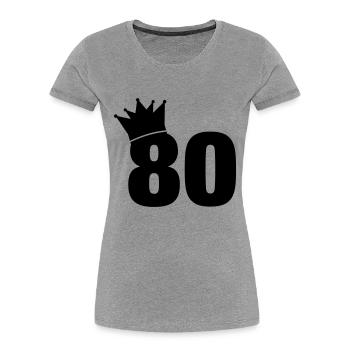 80_krone_f1 - Frauen Premium Bio T-Shirt - Grau meliert - Vorne - Mia (176cm)