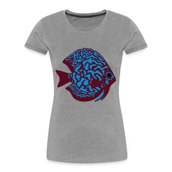 Diskusfisch vektor - Frauen Premium Bio T-Shirt - Grau meliert - Vorne - Mia (176cm)