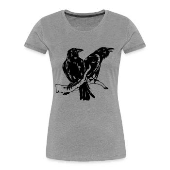 Hugin und Munin 01 - Frauen Premium Bio T-Shirt - Grau meliert - Vorne - Mia (176cm)