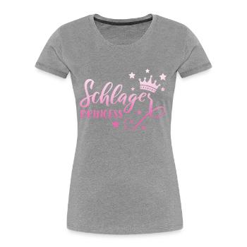 Schlagerprinzessin Schlagerfan Schlager Geschenk - Frauen Premium Bio T-Shirt - Grau meliert - Vorne - Mia (176cm)
