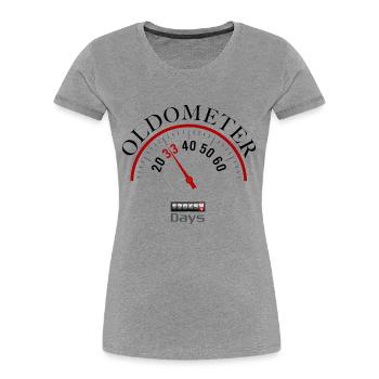 Oldometer 33.Geburtstag - Frauen Premium Bio T-Shirt - Grau meliert - Vorne - Mia (176cm)
