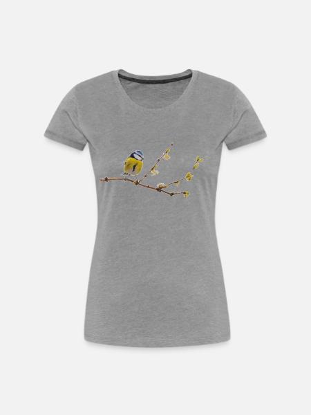 Blaumeise - Frauen Premium Bio T-Shirt - Grau meliert