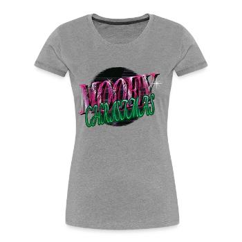 drôle de citation Noël Dino alimentation équilibrée drôle - T-shirt bio Premium Femme - gris chiné - Devant - Mia (176cm)