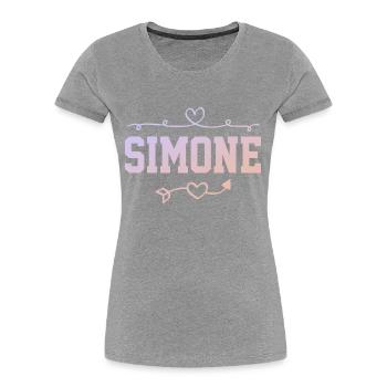 Simone - Frauen Premium Bio T-Shirt - Grau meliert - Vorne - Mia (176cm)
