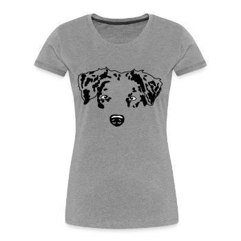 Berger australien minimal chien Aussie - T-shirt bio Premium Femme - gris chiné - Devant - Mia (176cm)