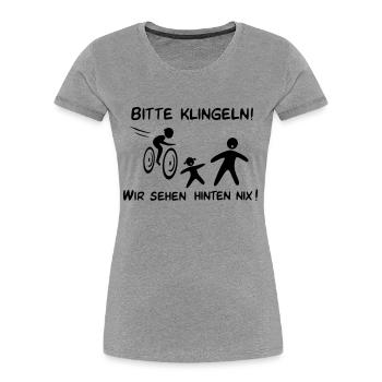 Bitte klingeln! Radfahrer-Kind - Frauen Premium Bio T-Shirt - Grau meliert - Vorne - Mia (176cm)