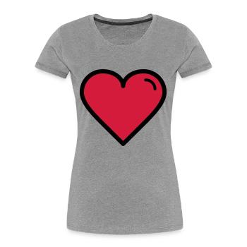 Coeur de valentine - T-shirt bio Premium Femme - gris chiné - Devant - Mia (176cm)