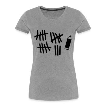 Striche - Stift - Frauen Premium Bio T-Shirt - Grau meliert - Vorne - Mia (176cm)