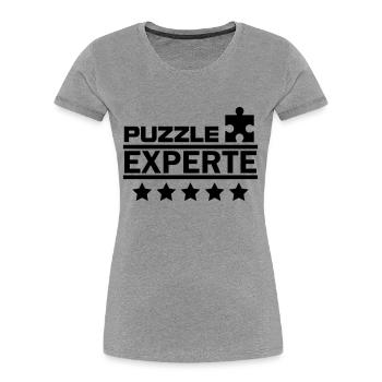 puzzle experte - Frauen Premium Bio T-Shirt - Grau meliert - Vorne - Mia (176cm)
