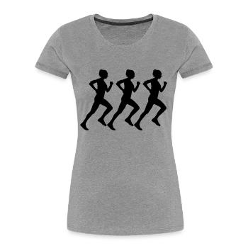 femme qui court - T-shirt bio Premium Femme - gris chiné - Devant - Mia (176cm)