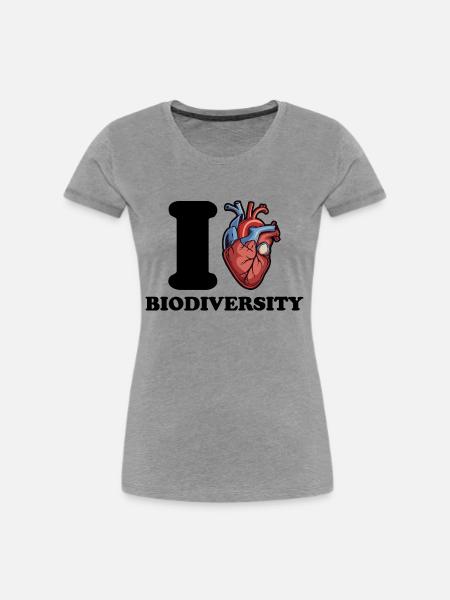 Ich liebe Biodiversität - Frauen Premium Bio T-Shirt - Grau meliert