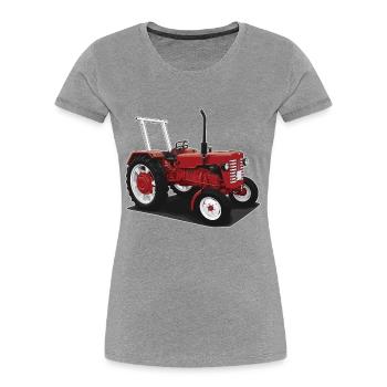 Classic Tractor // Bulldog // Illustration - Frauen Premium Bio T-Shirt - Grau meliert - Vorne - Mia (176cm)