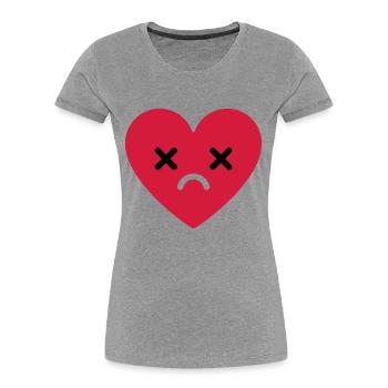 trauriges Herz emoji - Frauen Premium Bio T-Shirt - Grau meliert - Vorne - Mia (176cm)