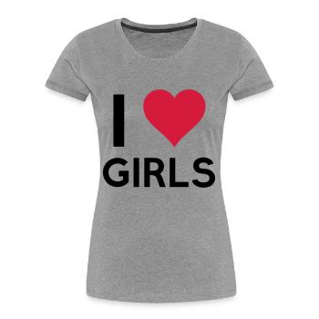 i_love_girls - T-shirt bio Premium Femme - gris chiné - Devant - Mia (176cm)