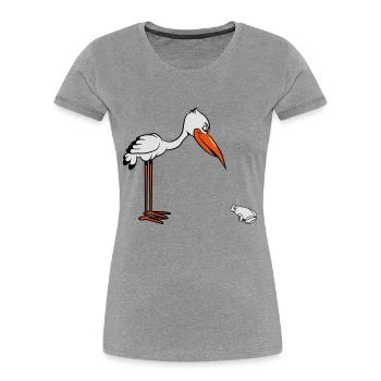 storch frosch witzig - Frauen Premium Bio T-Shirt - Grau meliert - Vorne - Mia (176cm)