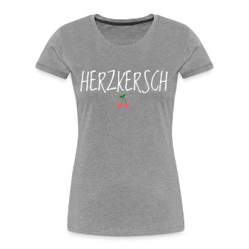 Herzkersch - Frauen Premium Bio T-Shirt - Grau meliert - Vorne - Mia (176cm)