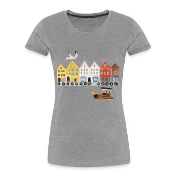 Bergen Norwegen - Frauen Premium Bio T-Shirt - Grau meliert - Vorne - Mia (176cm)