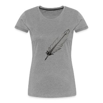 Eine Feder - Frauen Premium Bio T-Shirt - Grau meliert - Vorne - Mia (176cm)