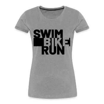 SWIM BIKE RUN - Frauen Premium Bio T-Shirt - Grau meliert - Vorne - Mia (176cm)