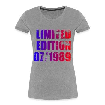 35e anniversaire édition limitée 07/1989 - T-shirt bio Premium Femme - gris chiné - Devant - Mia (176cm)