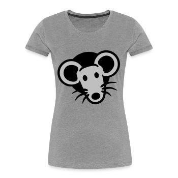 Maus Wand Loch Mauseloch Guckt Süß Lustig Comic - Frauen Premium Bio T-Shirt - Grau meliert - Vorne - Mia (176cm)