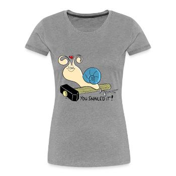 You snailed it! - Frauen Premium Bio T-Shirt - Grau meliert - Vorne - Mia (176cm)