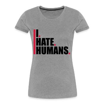 bars cool logo humans text sticker fuck you fu - Women's Premium Organic T-Shirt - heather grey - Front - Mia (176cm)