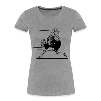 strauss emu witzig rennen laufen - Frauen Premium Bio T-Shirt - Grau meliert - Vorne - Mia (176cm)