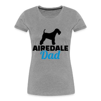 Airedale Terrier - T-shirt bio Premium Femme - gris chiné - Devant - Mia (176cm)