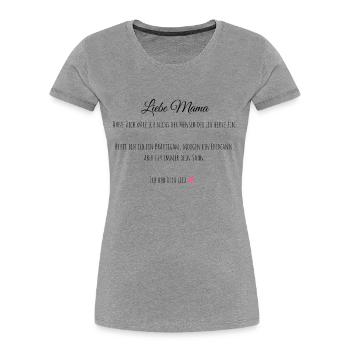 Bräutigam-Mutter Geschenk - Frauen Premium Bio T-Shirt - Grau meliert - Vorne - Mia (176cm)