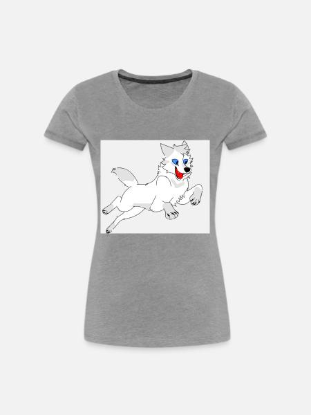 springender Wolf - Frauen Premium Bio T-Shirt - Grau meliert