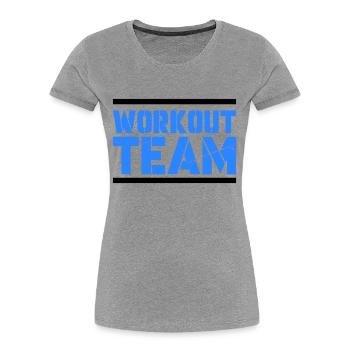 Équipe d’entraînement - T-shirt bio Premium Femme - gris chiné - Devant - Mia (176cm)