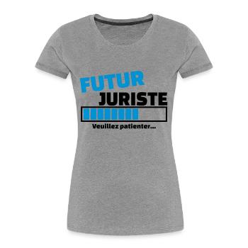 futur juriste - T-shirt bio Premium Femme - gris chiné - Devant - Mia (176cm)