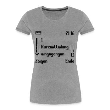 Retro Handy - Frauen Premium Bio T-Shirt - Grau meliert - Vorne - Mia (176cm)