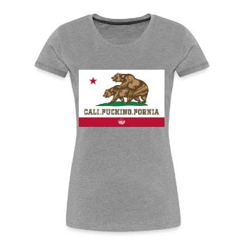 Kalifornien, Kalifornier, Ficken, Bär - Frauen Premium Bio T-Shirt - Grau meliert - Vorne - Mia (176cm)