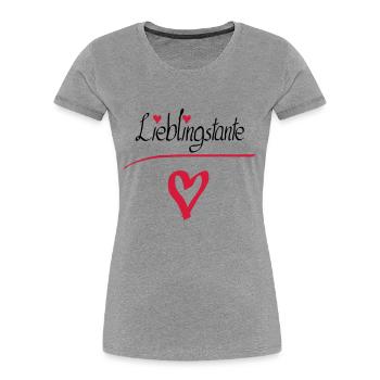 Lieblingstante Herz - Frauen Premium Bio T-Shirt - Grau meliert - Vorne - Mia (176cm)