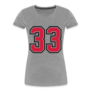 33 sports jersey football number - Frauen Premium Bio T-Shirt - Grau meliert - Vorne - Mia (176cm)