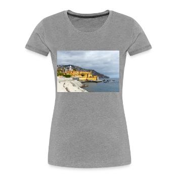 Fortress Sao Tiago Funchal Madeira island Portugal - Frauen Premium Bio T-Shirt - Grau meliert - Vorne - Mia (176cm)