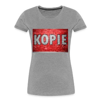 Kopie Ziegelsteinmauer Graffiti - Frauen Premium Bio T-Shirt - Grau meliert - Vorne - Mia (176cm)