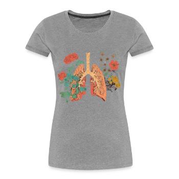 Die Lunge Aus Blumen - Blühende Schönheit Der - Frauen Premium Bio T-Shirt - Grau meliert - Vorne - Mia (176cm)