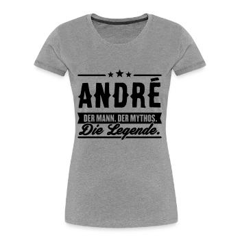 Man Myth Légende André - T-shirt bio Premium Femme - gris chiné - Devant - Mia (176cm)