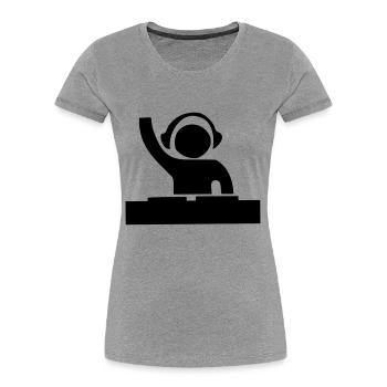 Dj - Frauen Premium Bio T-Shirt - Grau meliert - Vorne - Mia (176cm)