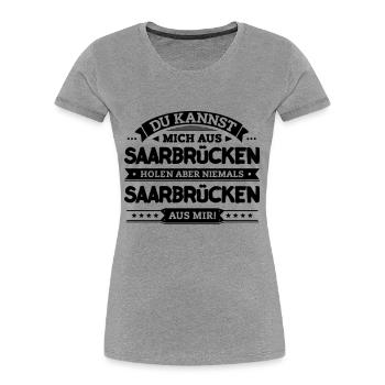 Mein Saarbrücken - Frauen Premium Bio T-Shirt - Grau meliert - Vorne - Mia (176cm)