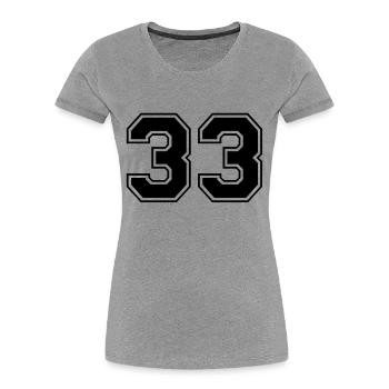 33 - Frauen Premium Bio T-Shirt - Grau meliert - Vorne - Mia (176cm)