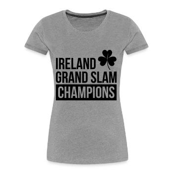 Ireland Rugby Grand Slam Champions - Women's Premium Organic T-Shirt - heather grey - Front - Mia (176cm)
