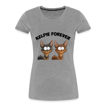 Kelpie Forever - T-shirt bio Premium Femme - gris chiné - Devant - Mia (176cm)