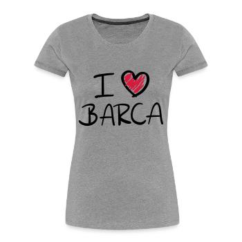 i_love_barca__f2 - Frauen Premium Bio T-Shirt - Grau meliert - Vorne - Mia (176cm)