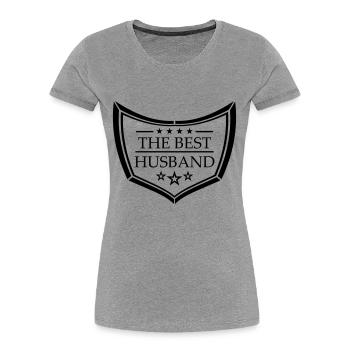 logo bouclier text the best world le meilleur monde eh - T-shirt bio Premium Femme - gris chiné - Devant - Mia (176cm)