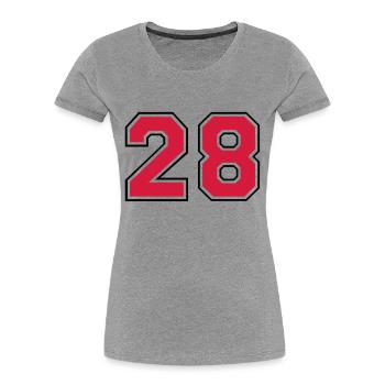 28__f2 - Frauen Premium Bio T-Shirt - Grau meliert - Vorne - Mia (176cm)
