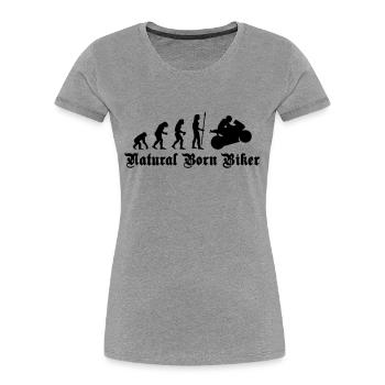 evolution_biker - T-shirt bio Premium Femme - gris chiné - Devant - Mia (176cm)